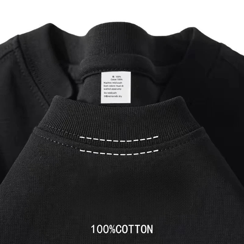 100% Cotton GSM 250G Men T Shirts Summer Heavy Weight Solid Color Round Neck Short Sleeve Basic Tops Men T Shirt