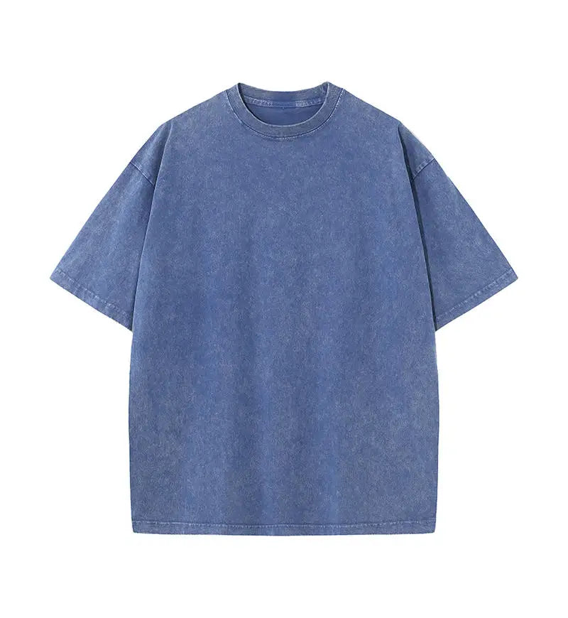 230G Cotton Retro T-shirt Drop-shoulder Sleeve Men Women Vintage Short-sleeve T Shirts Solid Color Hip Hop Loose Tees