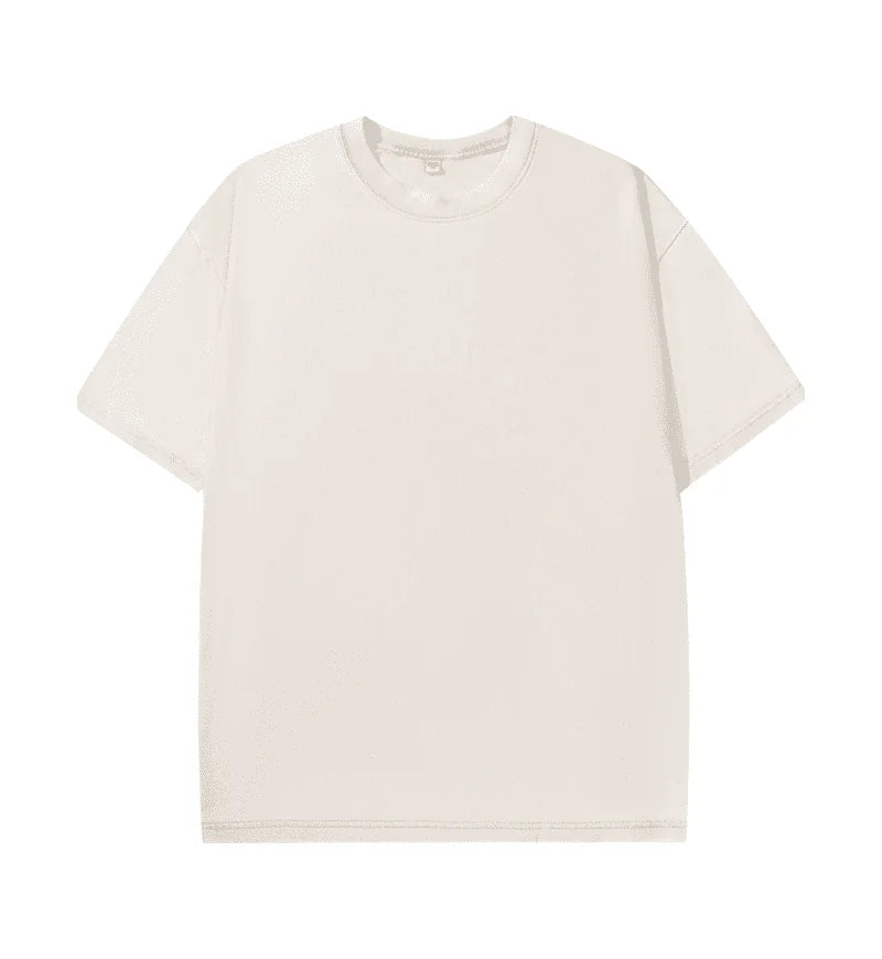 230G Cotton Retro T-shirt Drop-shoulder Sleeve Men Women Vintage Short-sleeve T Shirts Solid Color Hip Hop Loose Tees